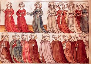 Procession of women of Boheme. Miniature from 