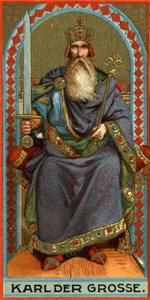 Representation of Charlemagne (742-814), king of the Franks, the Lombards and then Emperor by German School