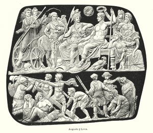 Roman Emperor Augustus and his third wife, Livia by German School