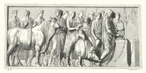 Roman procession with sacrificial animals by German School
