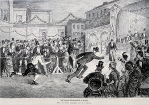 Roulette skate race in Berlin in 1878