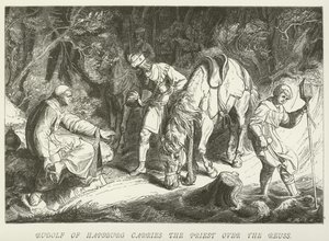 Rudolf of Hapsburg Carries the Priest over the Reuss by German School
