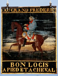Signpost with Frederick the Great on Horseback for the Inn Le Cadiot by German School