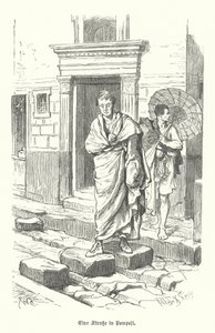 Street in the ancient Roman town of Pompeii by German School