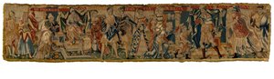 Tapestry depicting Moses throwing down Pharaoh
