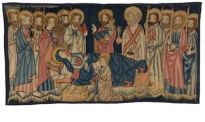 Tapestry panel depicting the Death of the Virgin by German School