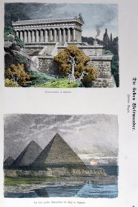 Temple of Diana at Ephesus and the Pyramids of Giza, from a Series of the Seven Wonders of the World Published in Munchener Bilderbogen, 1886 by German School