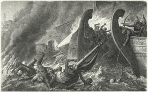 The Byzantines Using Greek Fire Against an Attacking Arab Fleet by German School