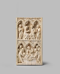 The Entombment of Christ and the Coronation of the Virgin, right wing of a diptych by German School