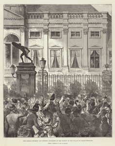 The German Emperor and Empress appearing at the Window of the Palace of Charlottenburg by German School
