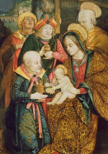 The Holy Family and the Three Magi by German School