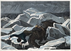 The fall of Count Sandor and his horse on the broken ice of the Danube. In 
