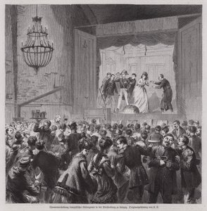 Theatrical Performance by French Prisoners from the Franco-Prussian War in the Pleissenburg, Leipzig, Germany by German School