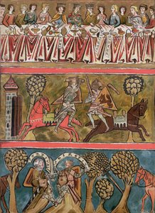 Three scenes from Parsifal by Wolfram von Eschenbach facsimile from a 13th century manuscript