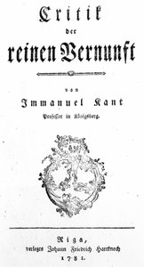 Title Page of Critique of Pure Reason by Immanuel Kant, published in 1781 by German School