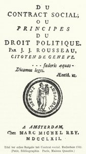 Title page of the first edition of The Social Contract, by Jean-Jacques Rousseau by German School