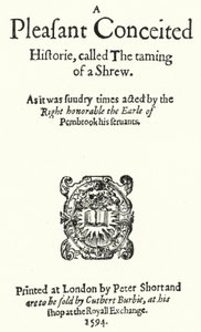Title page of the first edition of the Shakespeare comedy The Taming of the Shrew by German School