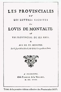 Titlepage of Les Provinciales by Blaise Pascal, Amsterdam, 1657 by German School