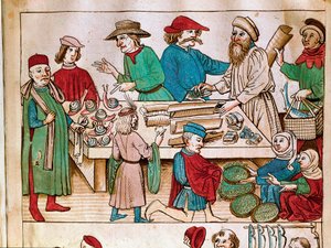 Trade: Walking Scene. Miniature from 