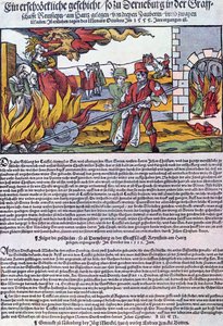 Witches burnt in Derneburg in 1555 by German School