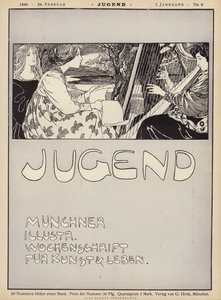 Woman playing a harp by German School