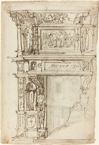 Palatial Mantelpiece with a Scene of Ancient Sacrifice by German or Austrian 16th Century