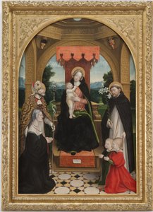 Madonna enthroned with the Child between Saints Abbondio and Dominic, the commissioner Ludovica Buronzo and her sons Peter and Jerome