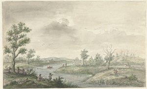 Landscape with Winding River and Anglers