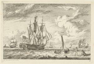 American Three-Master and Other Ships by Gerrit Groenewegen
