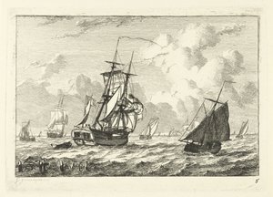 Various Sailing Ships on Rough Water by Gerrit Groenewegen