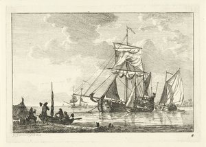 Four Sailing Ships on Calm Water