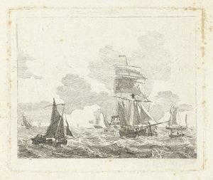 Sailing Ships on Rough Water by Gerrit Groenewegen