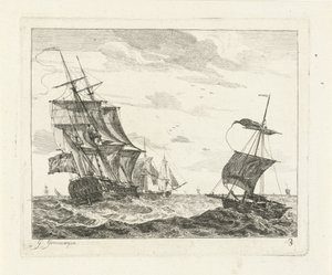 Sailing Ships on Rough Sea by Gerrit Groenewegen