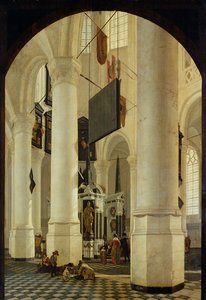 Interior of the Nieuwe Kerk in Delft with the Tomb of William the Silent by Gerrit Houckgeest