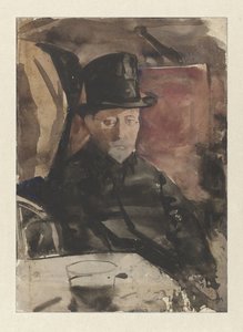 Seated Man with Top Hat in a Café by Gerrit Willem Dijsselhof