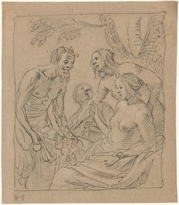 Diana and Two Nymphs Receiving Gifts from a Satyr by Gerrit van Honthorst