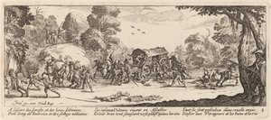 Attack on a Coach by Gerrit van Schagen after Jacques Callot