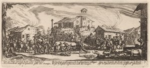 Plundering and Burning a Village by Gerrit van Schagen after Jacques Callot