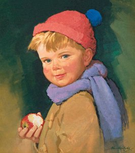 Boy eating apple