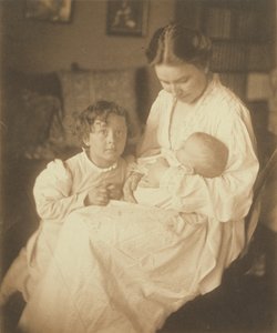 Mother in Dressing Gown, Seated, with Infant and Small Son