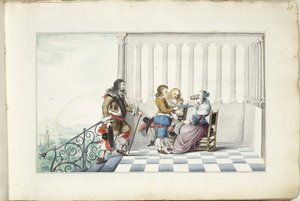 Company on a Terrace by Gesina ter Borch (signed by artist)