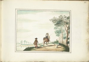 Gentleman and Lady on Horseback and a Pedestrian in a Landscape by Gesina ter Borch (signed by artist)