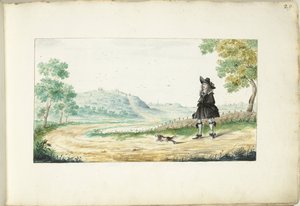 Gentleman Walking on a Country Road by Gesina ter Borch (signed by artist)