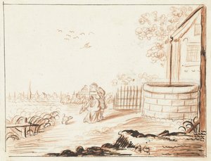 Gentleman and Lady Greeting Each Other in Front of a Country House by Gesina ter Borch
