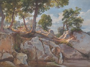 View of Arlamato Caserlano, Sorrento, Study for Oaks at Sorrento by Giacinto Gigante