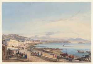 View of Naples and Vesuvius from Posillipo, One of Four Small Views of Naples from an Album Amicorum by Giacinto Gigante