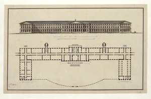 Project of Smolny Institute. The Main Facade and the Ground Floor Plan, 1806-1808