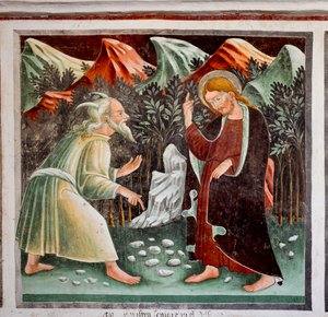 Temptations of Jesus (detail) by Giacomo Borlone de Buschis