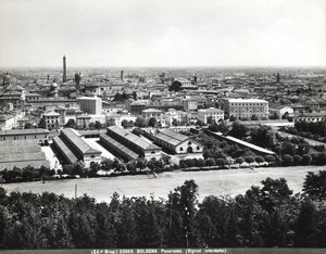 Panoramic view of Bologna with some factories