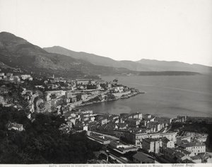 View of Condamine and Montecarlo, two populated towns overlooking the sea. The photograph was taken from Monaco by Giacomo Brogi